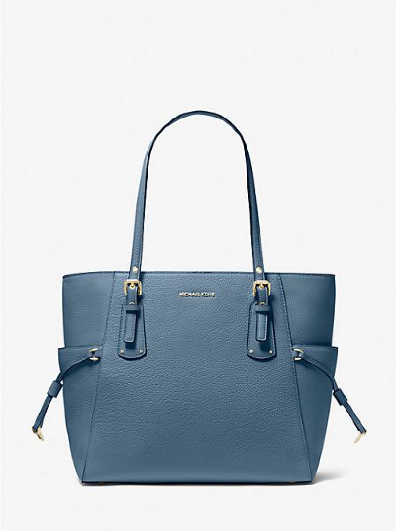 Michael Kors Voyager Small Pebbled Leren Tote Tassen Dames Blauw | 183569-ZTH