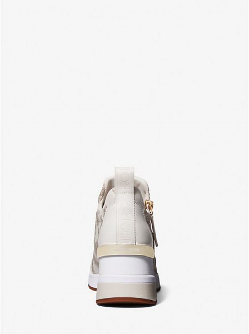 Michael Kors Willis Logo Stretch Knit Sneakers Dames Goud | 327984-IZO